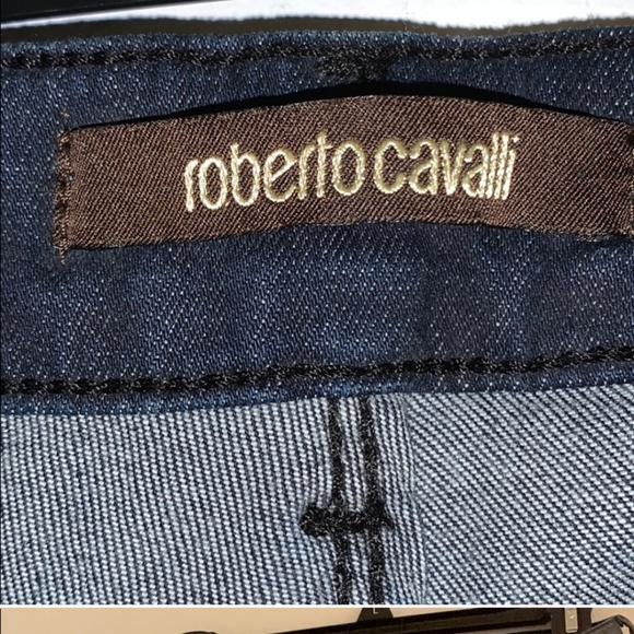 Roberto Cavalli black coated jeans